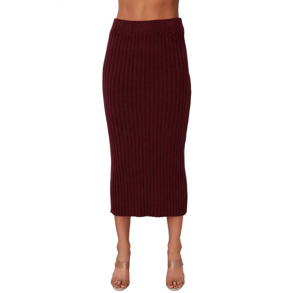NEW MILIO MILANO knit ribbed skirt in wine